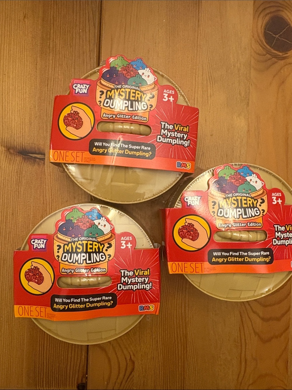 3 piece bundle Mystery Dumpling Angry Glitter Edition Party Pack - Red